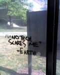 Graffiti at a Cornell University bus&nbsp;shelter